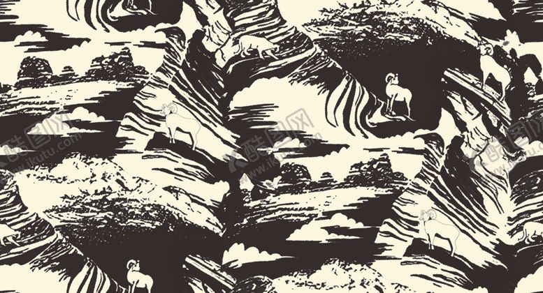 编号：45462409262120267424【酷图网】源文件下载-抽象风景动物山羊