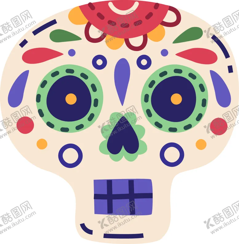 编号：33440602152337353785【酷图网】源文件下载-印花彩色骷髅
