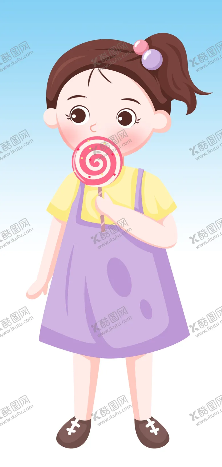 编号：25496309132340024396【酷图网】源文件下载- 吃棒棒糖的女孩儿童节手绘