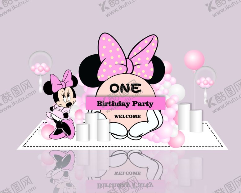 编号：81529511021111128507【酷图网】源文件下载-米妮蝴蝶结生日派对