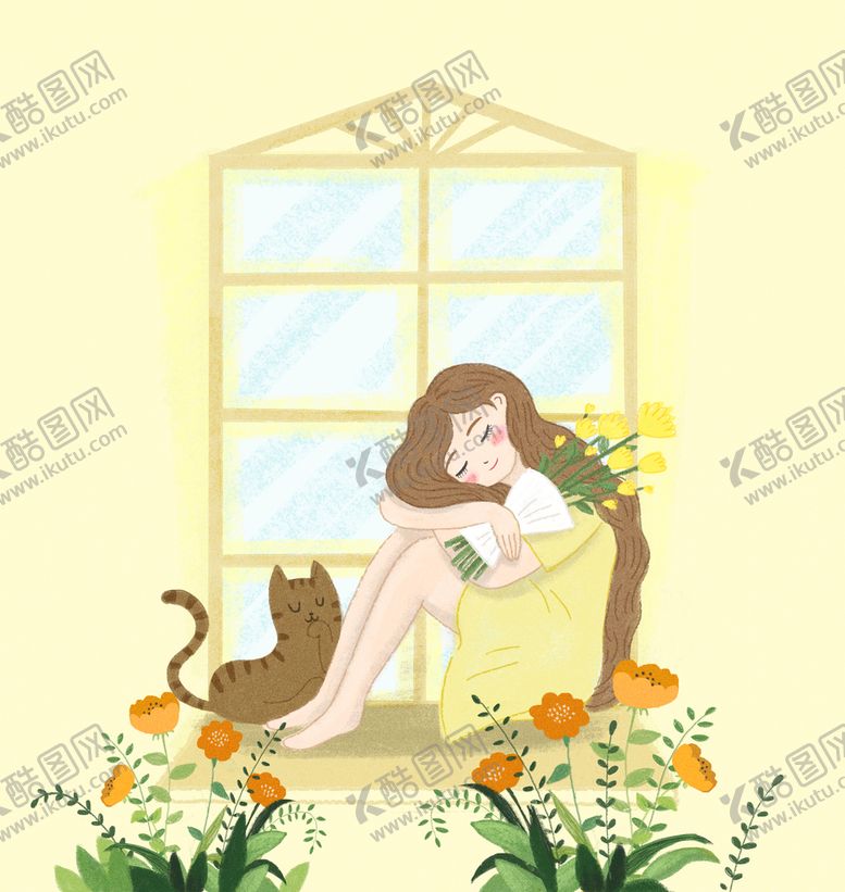 编号：40631709171427443408【酷图网】源文件下载-插画女孩图片