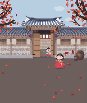 手绘古代建筑