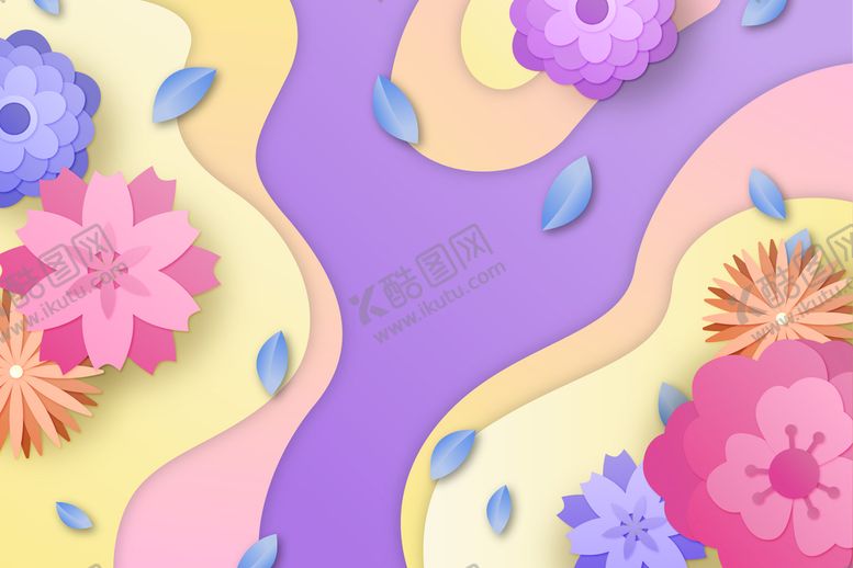 编号：68135310191235443938【酷图网】源文件下载-纸质花朵背景 