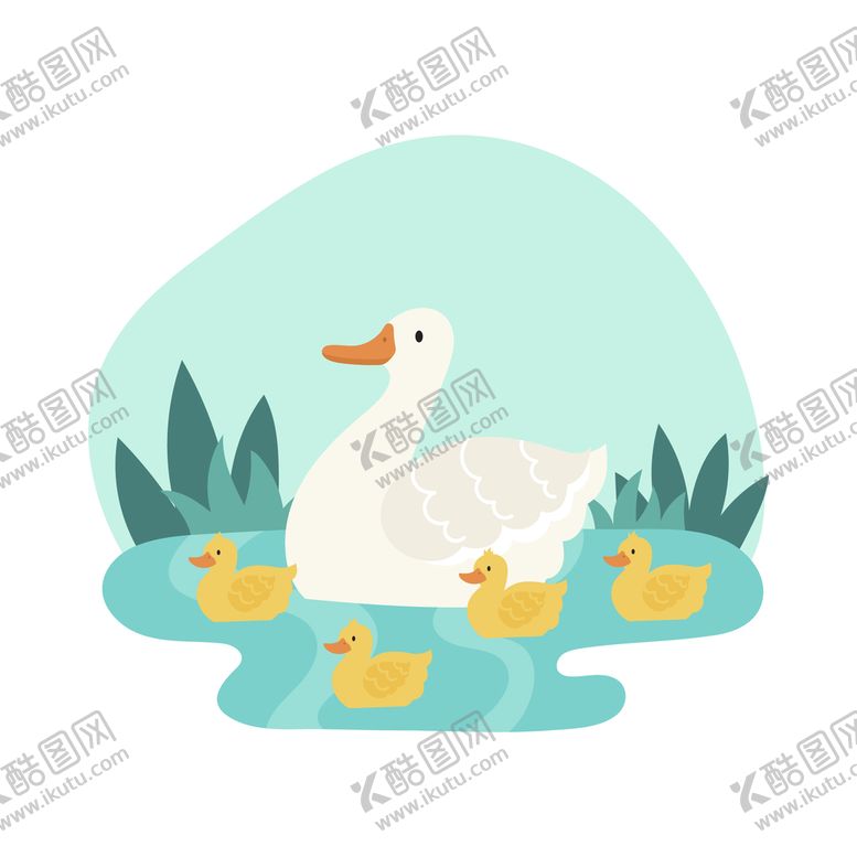 编号：67548009142322318301【酷图网】源文件下载-鸭妈妈带小鸭子小动物家禽