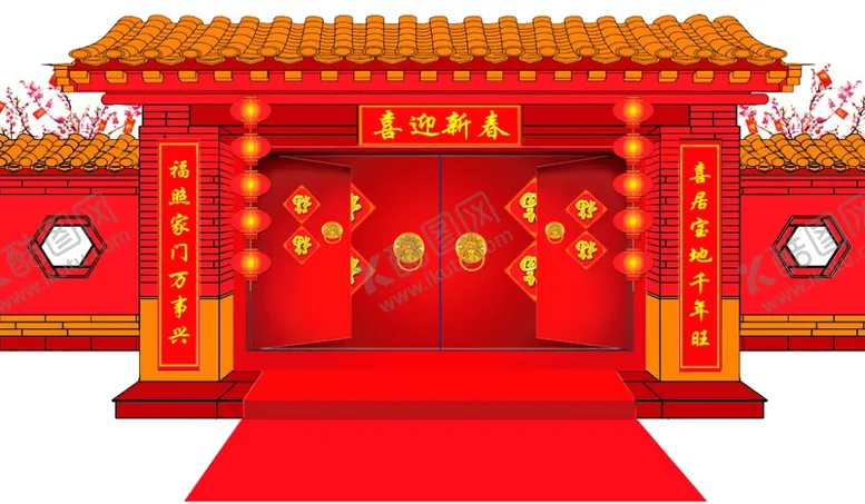 编号：74655103160739557549【酷图网】源文件下载-红色新年图案