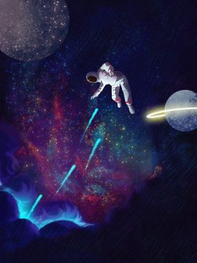 太空传单矢量卡通行星宇宙宇航员