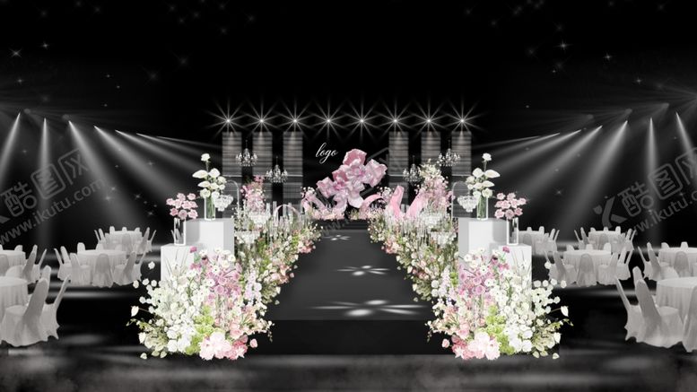 编号：90609204211138106775【酷图网】源文件下载-浪漫花卉婚礼水晶舞台布置