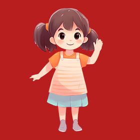 手绘儿童女孩卡通