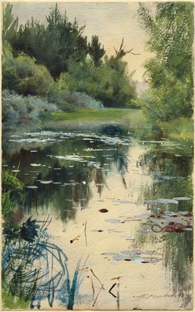 乡村田园场景风景油画