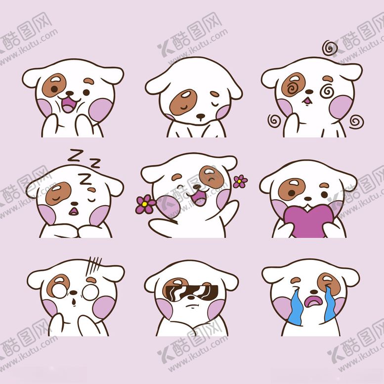 编号：64769510162330543250【酷图网】源文件下载-可爱小狗表情集合