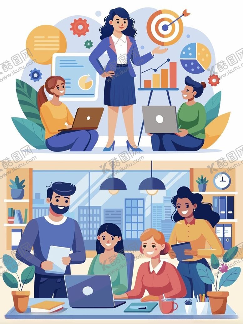 编号：55431809260803222197【酷图网】源文件下载-职场团队协作场景插画