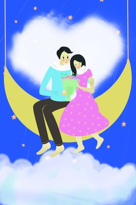 七夕情人节创意插画