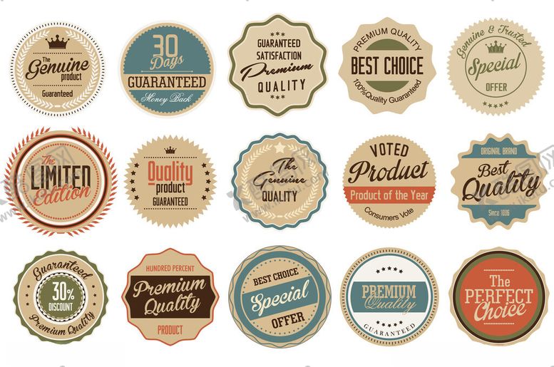 编号：82132704011037516744【酷图网】源文件下载-复古风格精美标签集合