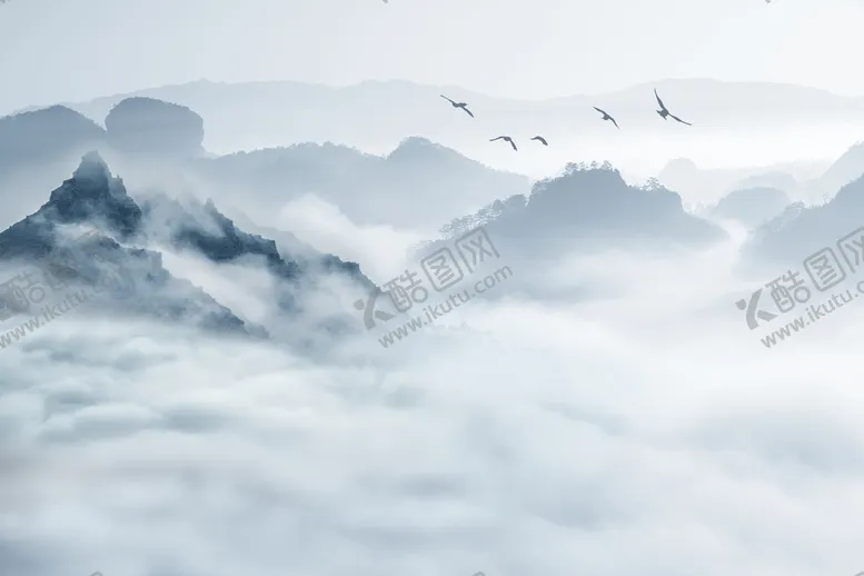 编号：51364209240016576137【酷图网】源文件下载-水墨群山背景墙