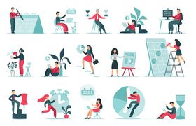 多样办公场景插画展示