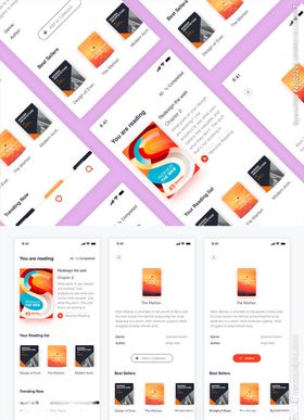 xd阅读红色UI设计详情页展示