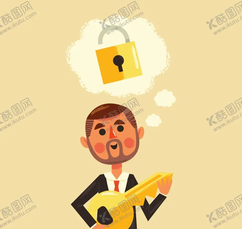 编号：35689409220040002781【酷图网】源文件下载-怀抱钥匙的商务男子