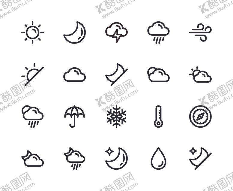 编号：71739209292301348952【酷图网】源文件下载-简约线性天气预报icon图标