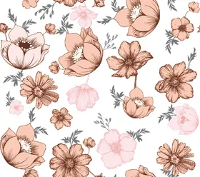 粉色花卉无缝图案背景