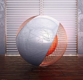 C4D模型百叶窗室内球体房间