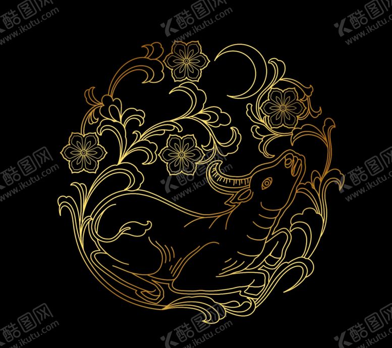 编号：56124512111953262233【酷图网】源文件下载-中国风十二生肖纹理花纹