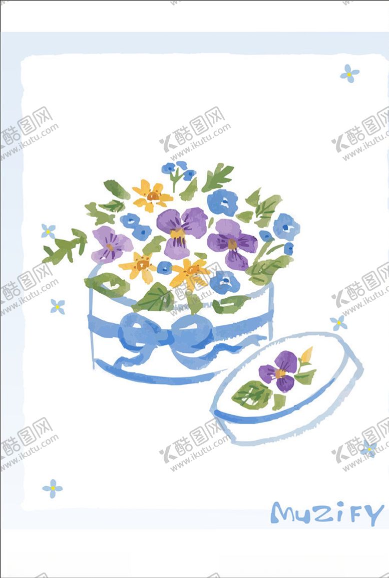 编号：81903206242206585602【酷图网】源文件下载-紫色花卉礼盒水彩画