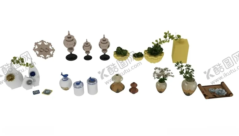 编号：93149204191142545124【酷图网】源文件下载-花瓶植物集合模型