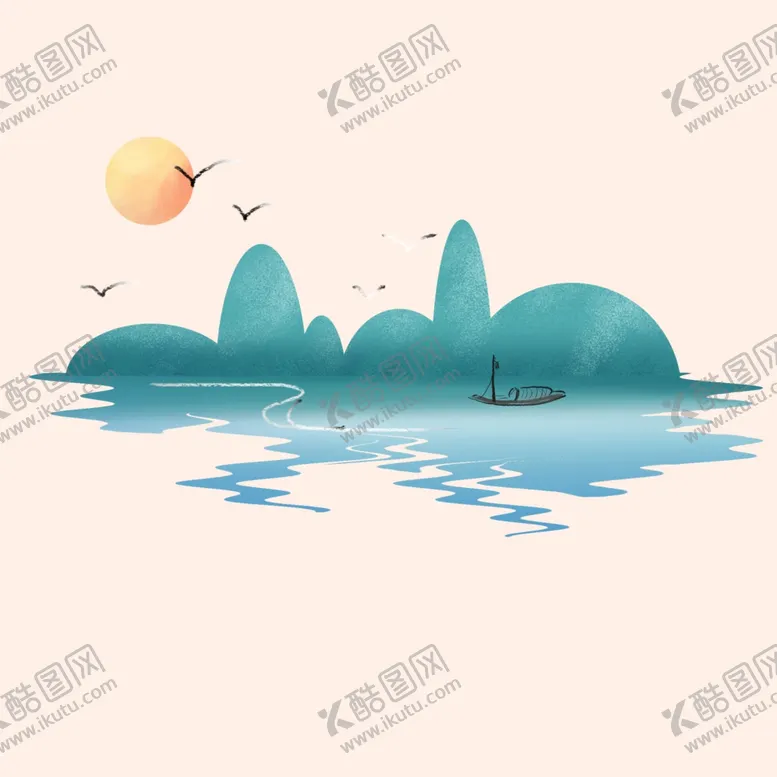 中国风水墨山水素材新式设计元