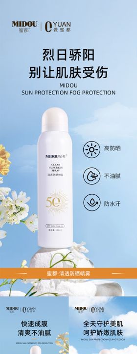 防晒护肤品微商产品功效系列海报