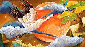 仙鹤国潮插画中国风插画