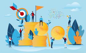 团队攀登阶梯迈向目标