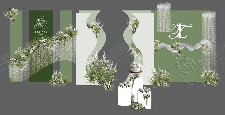 编号：30378911212037034689【酷图网】源文件下载-婚礼小清新迎宾区布置