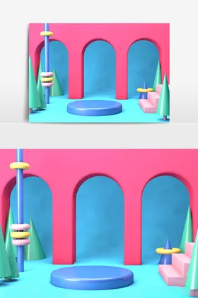C4D美陈装置模型饰3舞台背景3饰3拍照打卡