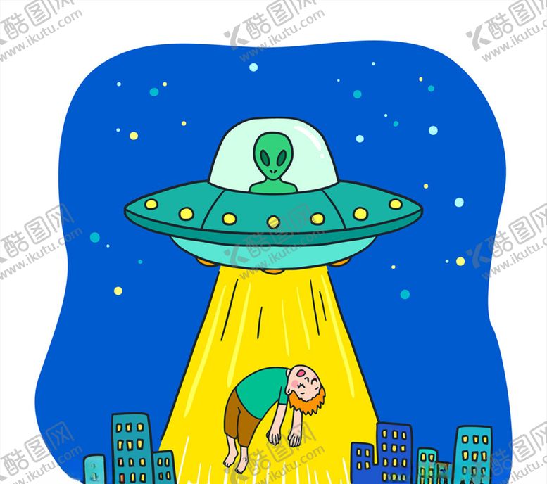 编号：34489609190212453406【酷图网】源文件下载-彩色被外星人绑走的男子