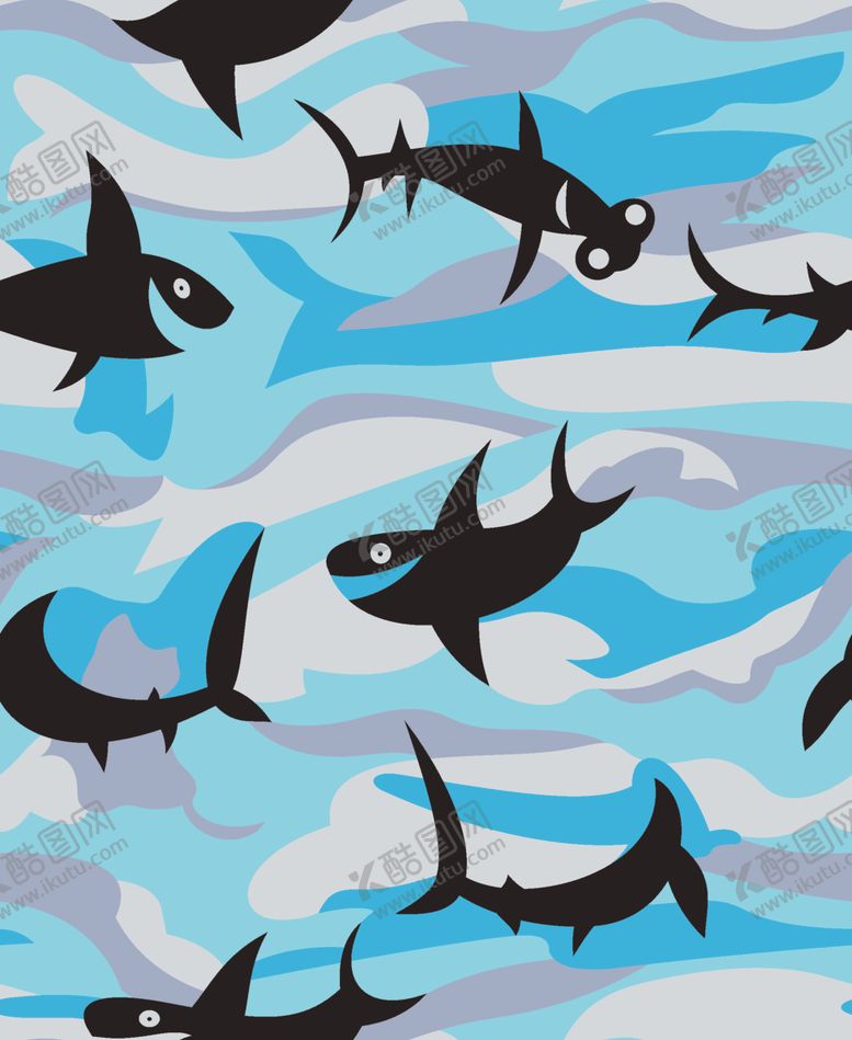 编号：95260909230439469601【酷图网】源文件下载-沙滩裤海底鲨鱼印花童装