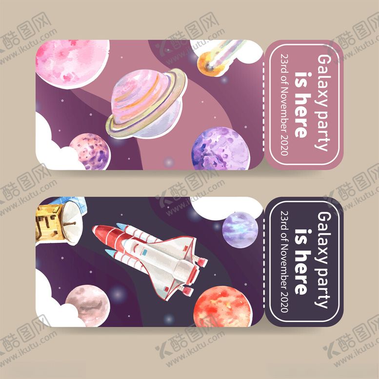 编号：70908611182230261236【酷图网】源文件下载-梦幻宇宙主题卡通卡片设计