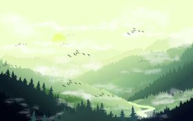 山水画风景客厅装饰大厅无框湖泊