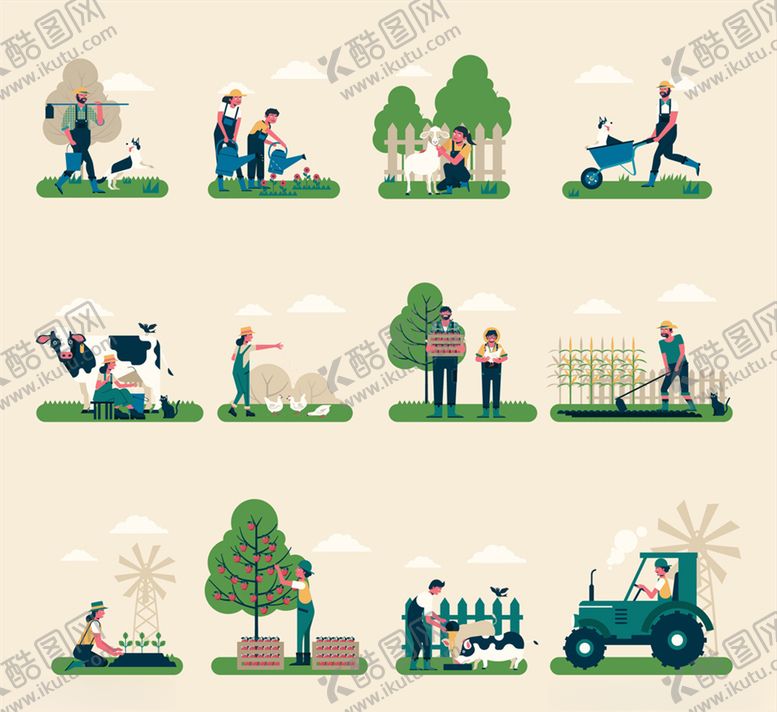 编号：52442009230645518271【酷图网】源文件下载-创意农夫工作场景