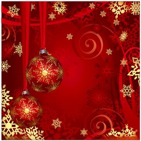 红色圣诞装饰球与雪花