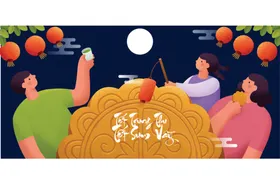 中秋节插画玉兔团圆素材