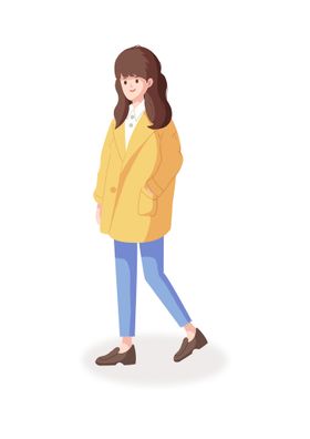 女孩单人的插画照