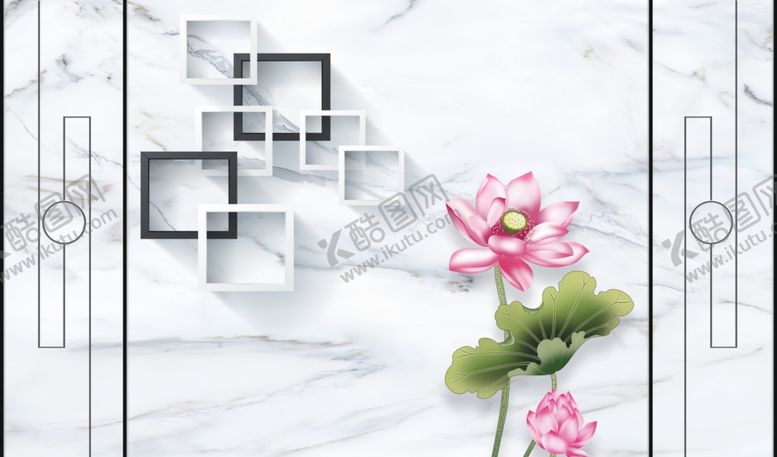 编号：93030303271216542050【酷图网】源文件下载-荷花几何大理石背景墙