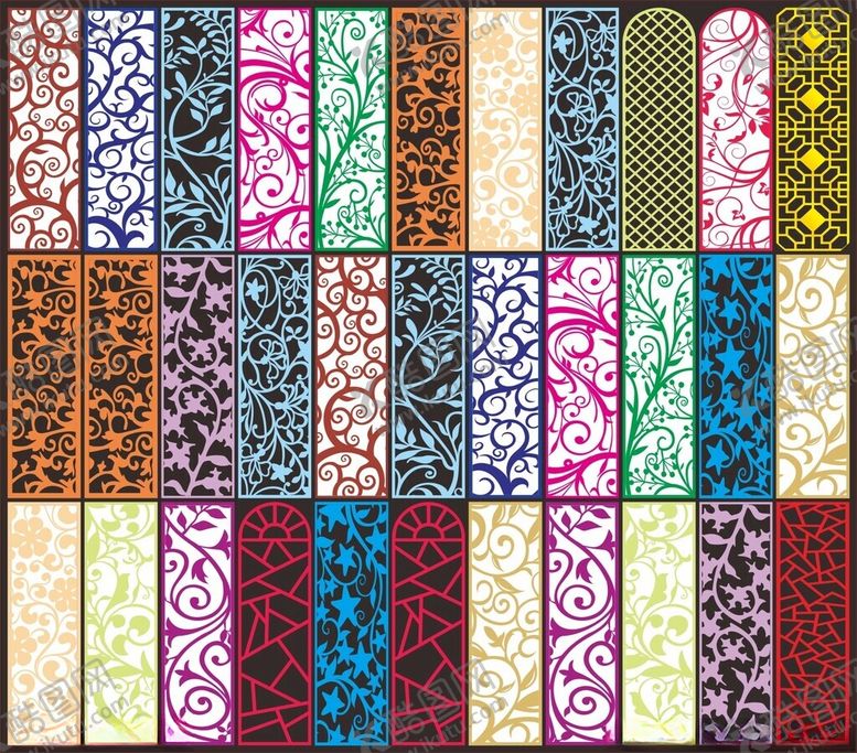 编号：44921310062245264763【酷图网】源文件下载-窗花镂空花纹屏风隔断雕花