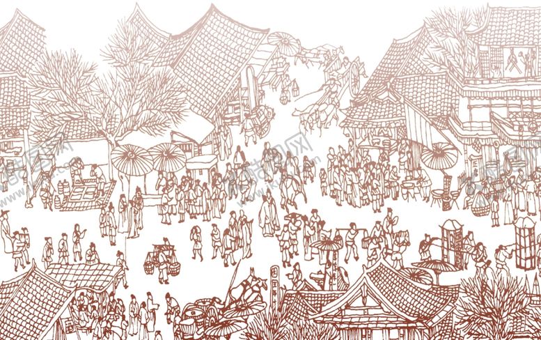 编号：16703110131117254641【酷图网】源文件下载-街市线稿