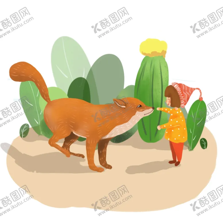 编号：13712910081522216844【酷图网】源文件下载-小女孩和狐狸