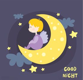 卡通月亮晚安海报