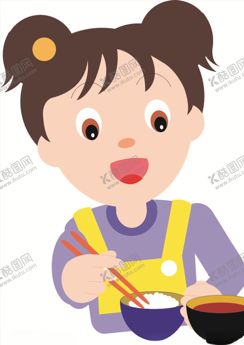 编号：43041010202314494494【酷图网】源文件下载-小女孩吃饭卡通图片