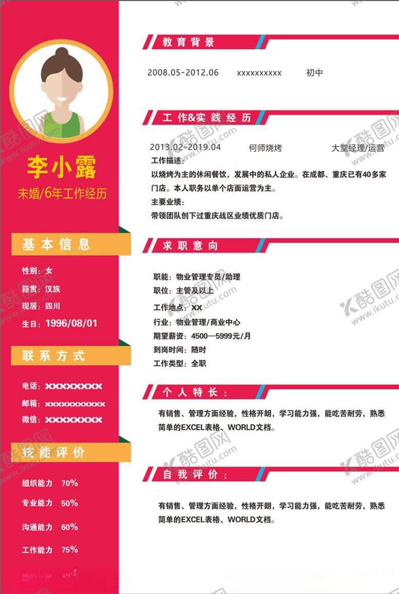 编号：87881410040641446346【酷图网】源文件下载-个人简历