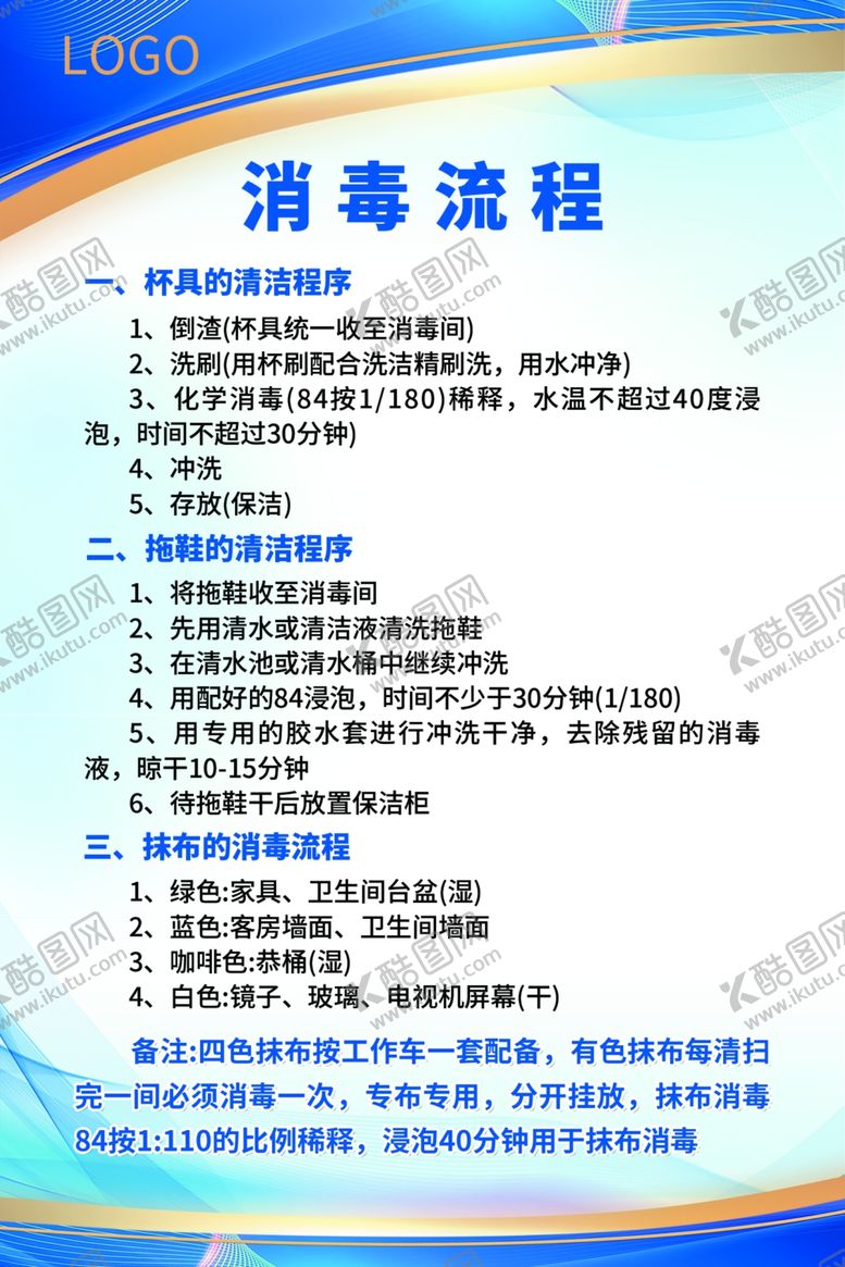 编号：51225505241944204887【酷图网】源文件下载-酒店布草间消毒流程展板