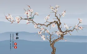 山水画中堂分层巨幅客厅